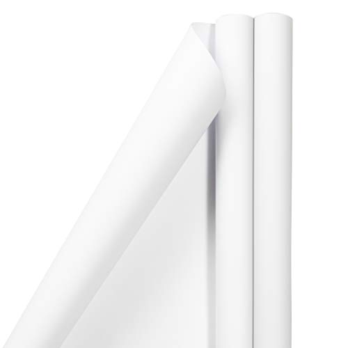 JAM PAPER Gift Wrap - Matte Wrapping Paper - 50 Sq Ft Total - Matte White - 2 Rolls/Pack