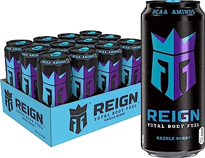 Reign Total Body Fuel, Razzle Berry, Fitness & Performance Drink, 16 Ounce (Pack Of 12)