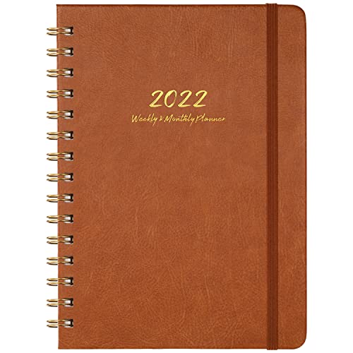 2022 Planner - Weekly, Monthly and Yearly Planner with Monthly Tabs, 6.3" x 8.4", January 2022 - December 2022, Thick Paper, Brown
