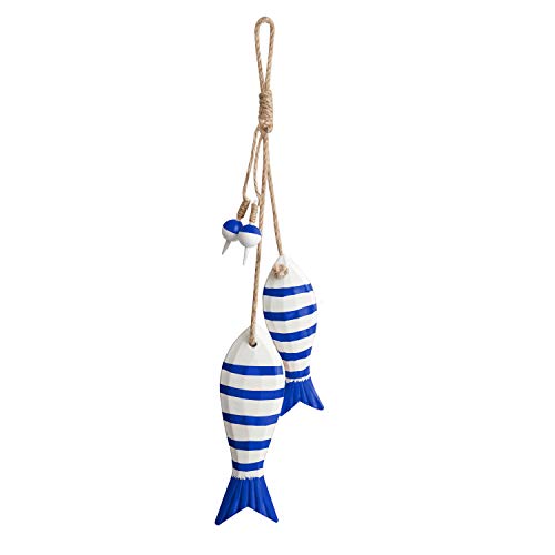 AiBest Nautical Decor Wooden Fish Coastal Hand Carved Wall Hanging Door Room Garden Creative Decoration for Bedroom,Living Room,Corridor