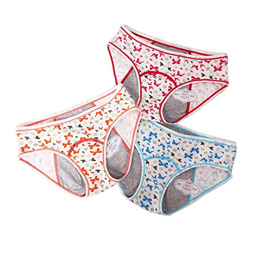 Anna & Eric 3 Pack Teens Cottton Leakproof Period Panties Girls Menstrual Sanitary Bikini Underwear