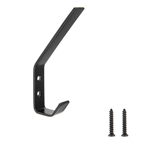 Amazon Basics Wall Mounted Modern Metal Drywall Coat Hooks - Flat Black, 5-Pack