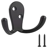 Amazon Basics Curved Zinc Robe Hook - Flat Black, 5-Pack