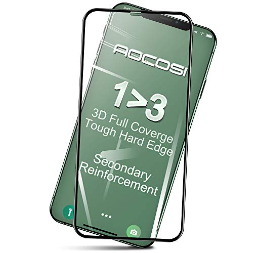 Book Cover For iPhone 11 Pro Screen Protector, Aocosi Full Coverage 3D Tempered Glass, Perfect Arc Fit, 9H Transparent PC Edge Corner, for Apple i-Phone X XS 5.8'' (10x 10xs 10s 10 9) Anti Fingerprint Saver Film