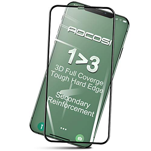 For iPhone 11 Pro Screen Protector, Aocosi Full Coverage 3D Tempered Glass, Perfect Arc Fit, 9H Transparent PC Edge Corner, for Apple i-Phone X XS 5.8'' (10x 10xs 10s 10 9) Anti Fingerprint Saver Film