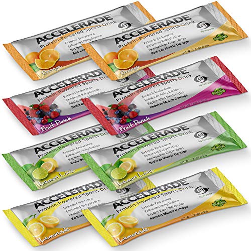 PacificHealth Accelerade, All Natural Sport Drink w/ Protein, Carbs, and Electrolytes for Superior Energy Replenishment (8pcs - Single Serve Variety Pack)