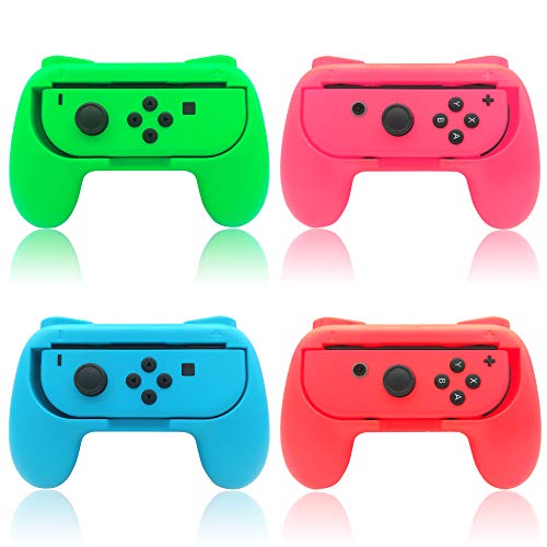 Hand Grips for Switch and for Switch OLED JoyCons, FYOUNG Hand Grips Controllers Compatible with Nintendo Switch for Joy Con and Switch OLED Model 2021 (4 Pack)(Red-Blue-Green-Pink)