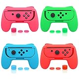 4 Pack FastSnail Joy-Con Grip Kit for Nintendo Switch, Wear-resistant Joy-con Grip Controller for Switch with 12 Thumb Grip Caps (Green Pink Blue and Red)
