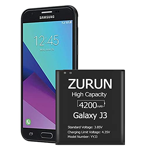 Galaxy J3 Battery ZURUN 4200mAh Battery Replacement for Samsung Galaxy J3 J320V J320A J320F J320P EB-BG530 EB-BG530BBU Galaxy J3 Luna Pro Battery/Galaxy Grand Prime Battery