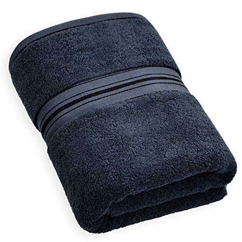Book Cover Cleanbear Dark Gray Bath Towel, 600 GSM Luxury Towel - 100% Cotton Large Bathroom Towel (27 x 58 Inches 21 Oz)