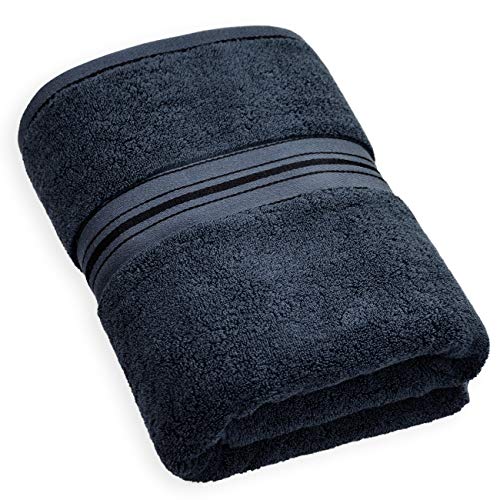 Cleanbear Dark Gray Bath Towel, 600 GSM Luxury Towel - 100% Cotton Large Bathroom Towel (27 x 58 Inches 21 Oz)