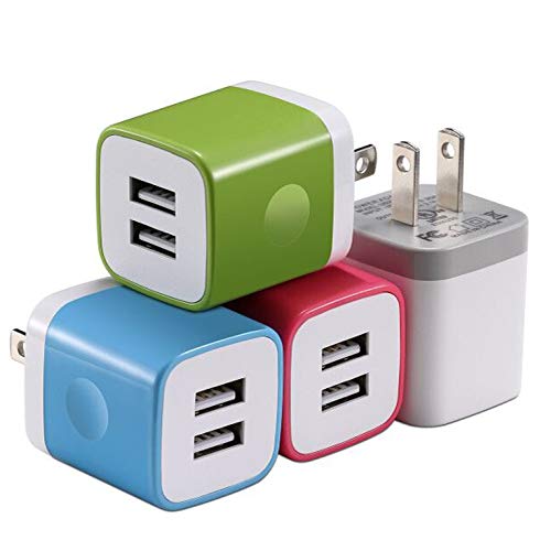 Book Cover X-EDITION Wall Charger, 4-Pack 2.1A Dual Port USB Wall Charger Travel Plug Charging Block Cube Compatible with Phone Xs/Xs Max/XR/X/8/7/6 Plus 5S, Galaxy S10 S9 S8 S7 S6 S5, LG, Moto, Nokia and More