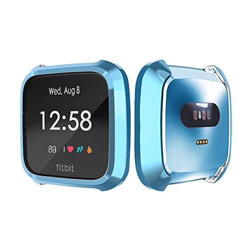 Haojavo Compatible with Fitbit Versa Lite Edition Screen Protector, Soft Plated TPU Full Cover Scratch-Proof Protective Bumper Shell Case for Fitbit Versa Lite Smartwatch Accessories