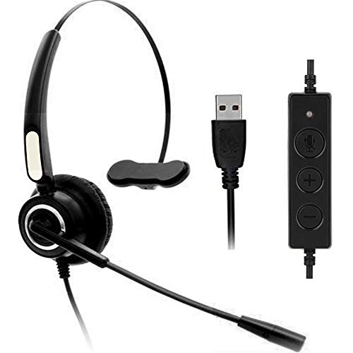 Computer USB Headset, Callany Phone Headset with Noise Cancelling Microphone, Lightweight Wired Headset for Call Center Office, Skype, PC