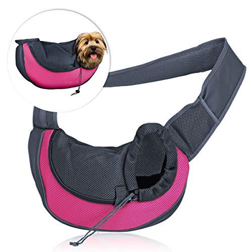 Zone Tech Pet Sling Bag Carrier - Premium Quality Adjustable Breathable Safe Stylish Travelling Pet Hands-Free Sling Bag Perfect for Small Dogs and Cats