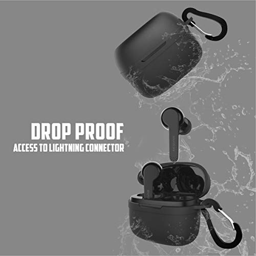 Silicone Shock Proof Protective Carrying Case for Anker Liberty Air True-Wireless Earphones cover | One comes with Keychain for Anker Liberty Air True-Wireless Earphones cover Accessories Blac (Black)