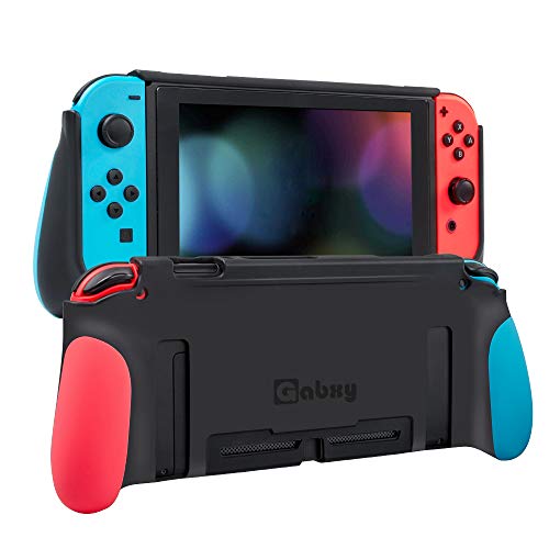 Protective Case for Switch,Dockable Cover Case for Switch,Grip Cover in Silicone with Anti-Scratch and Shock-Absorption Soft TPU(Red and Blue)