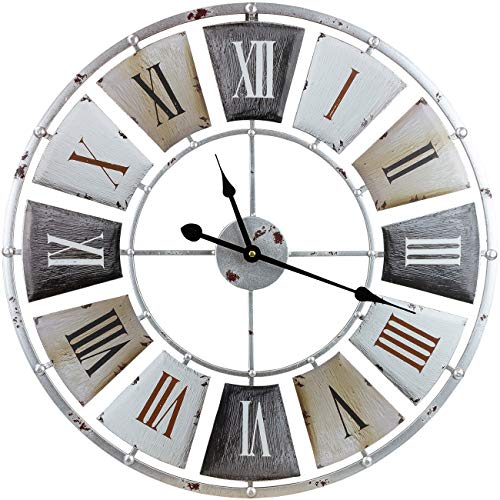 Book Cover Sorbus Large Decorative Wall Clock, Centurion Roman Numeral Hands, Vintage Industrial Rustic Farmhouse Style Modern Home Decor Ideal for Living Room, Analog Wood Metal Clock, 24â€ Round
