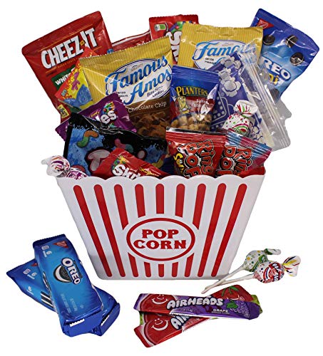 MOVIE NIGHT GIFT BASKET 30 Of Your Favorite Popcorn, Candy Cookies Crackers Perfect Birthday Box Holiday Surprised College Care Package Kids Party Family Movie Night Or A Special Date Night