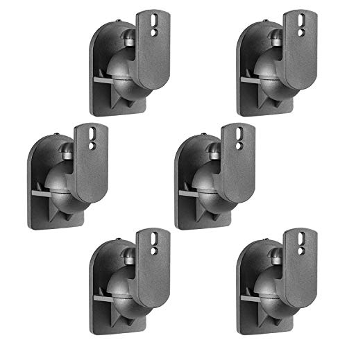 WALI Speaker Wall Mounts, Bookshelf Speaker Wall Mount Brackets, Surround Sound Speaker Mounts, Hold up to 7.7 lbs, (SWM602), 6 Pack, Black