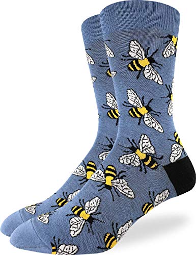 Good Luck Sock Men's Bees Socks - Blue, Adult Shoe Size 7-12