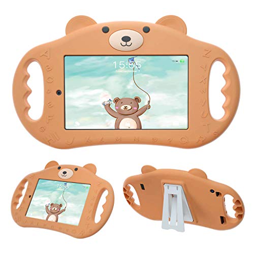 pzoz Tablet Case for Kids Compatible with 7 Tablet 7in Shock Proof Handle Protector Stand Girls Boys 7inch Cover for Tablet 7 inch 7th Edition Generation 2017 Release (Brown)