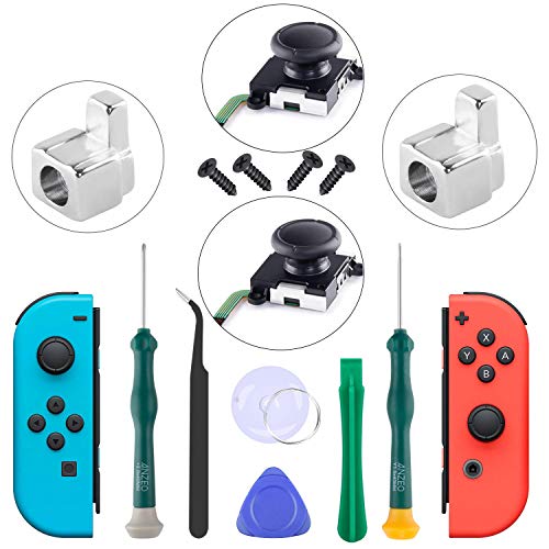 2-Pack 3D Replacement Joystick Analog Thumb Stick and Metal Buckle, 3D Analog Replacement Joystick for Nintendo Switch Joy-Con Analog Controller - with Y1.5&+2.0 Screwdriver, Pry Tool, Suction Cup