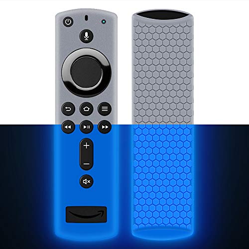 Book Cover Remote Case/Cover for Fire TV Stick 4K,Protective Silicone Holder Lightweight[Anti Slip]ShockProof for Fire TV Cube/Fire TV(3rd Gen)Compatible with All-New 2nd Gen Alexa Voice Remote Control-Glow Blue
