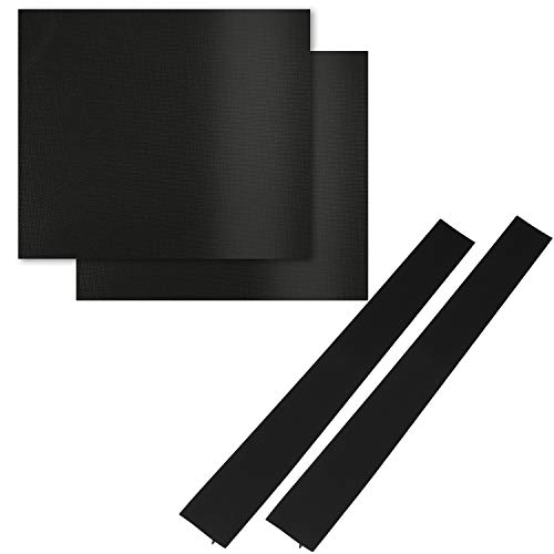 AMAZECO Oven Liner and Silicone Stove Counter Gap Cover Set, Home Kitchen Gas Toaster BBQ Grill Liners Long Silicone Gap Cover Gap Filler for Oven Protector Countertop Black Pack of 4