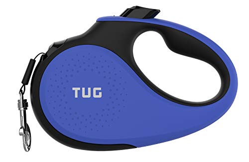 TUG 360Â° Tangle-Free Retractable Dog Leash with Anti-Slip Handle | 16 ft Strong Nylon Tape | One-Handed Brake, Pause, Lock (Small, Blue)