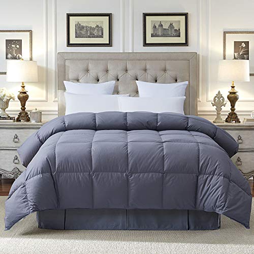 Cosybay 100% Cotton Quilted Down Comforter Grey Goose Duck Down and Feather Filling â€“ All Season Duvet Insert or Stand-Alone â€“ King Size (106Ã—90 Inch)
