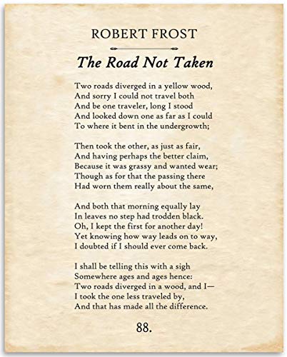 Robert Frost - The Road Not Taken - 11x14 Unframed Typography Book Page Print - Great Gift for Poetry Fans and Inspirational Decor for Home and Office Under $15