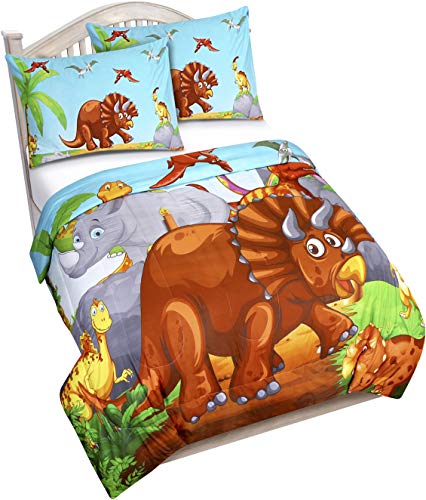 Utopia Bedding All Season Dinosaur Comforter Set with 2 Pillow Cases - 3 Piece Brushed Microfiber Kids Bedding Set for Boys/Girls - Soft and Comfortable - Machine Washable (Twin/Twin XL)