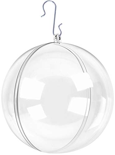 Zilo Novelties Clear Fillable Christmas Ornaments Large Clear Ball 100mm | Clear Ornaments for Crafts | Fillable Ornament Balls | Pack of 10 Christmas Ball Clear Plastic Ornaments for Christmas