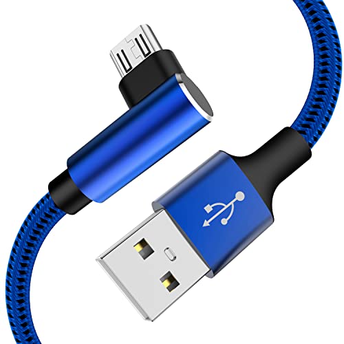 KEEPXYZ Micro USB Cable 90 Degree Right Angle [3 Pack / 10FT] Fast Charging Cable Quick Charger, High Speed Android Charging Cords for Galaxy S7 S6 J8 J7 Note 5,Kindle,LG,PS4,Camera (Blue)