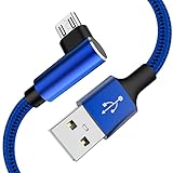 KEEPXYZ Micro USB Cable 90 Degree Right Angle [3 Pack / 10FT] Fast Charging Cable Quick Charger, High Speed Android Charging Cords for Galaxy S7 S6 J8 J7 Note 5,Kindle,LG,PS4,Camera (Blue)