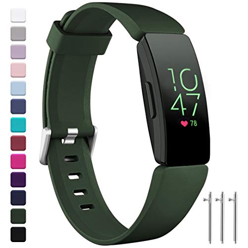 Ouwegaga Compatible for Fitbit HR Inspire Bands Men Women and Fitbit Ace 2 Bands Kids Olive Green Large
