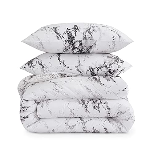 Book Cover Wake In Cloud - Marble Comforter Set, Gray Grey Black and White Pattern Printed, Soft Microfiber Bedding (3pcs, California King Size)