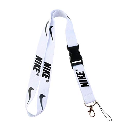 Lanyard Keychain Holder Keychain Key Chain Black Lanyard Clip with Webbing Strap (White)