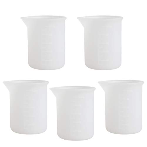 Hapy Shop 5 Pcs 100 ml Silicone Measuring Cup for Resin,Silicone Resin Cups Mixing Cups with Precise Scale for Resin Art