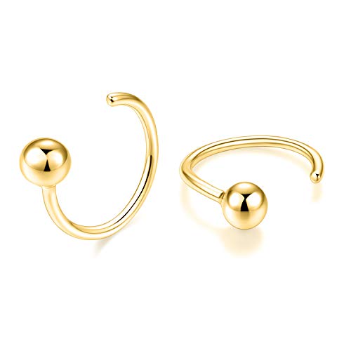 WINNICAC Half Hoops Earrings 925 Sterling Silver Small Huggie Hoop Earrings Ball,Star,Heart Half Hoops Cartilage Piercing Earrings Tiny Hoop Stud Earrings-High Polished Hug Hoop Earrings for Women Everyday Jewelry
