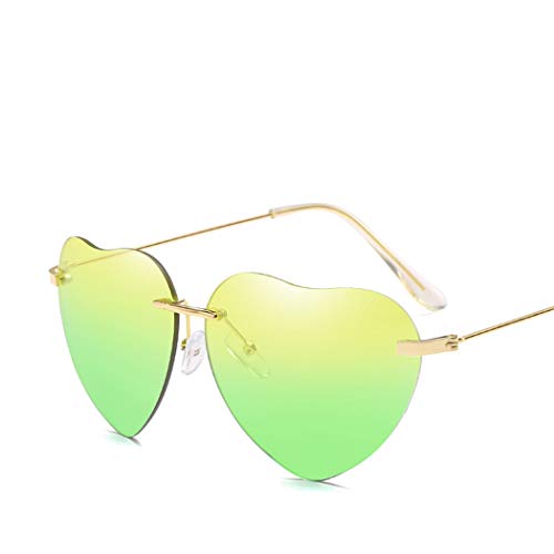 Book Cover New Retro Love Ocean Piece Sunglasses Street Beat Peach Heart Shaped Sunglasses green Size: Medium