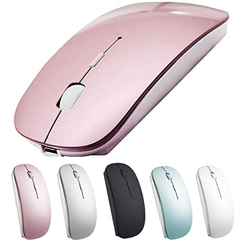 Artusi Wireless Mouse for Laptop Mac iMac MacBook Pro MacBook Air Computer PC Chromebook Windows Rechargeable Wireless Mouse with USB C Adapter (Pink 2.4G Wireless Mouse (No Bluetooth))