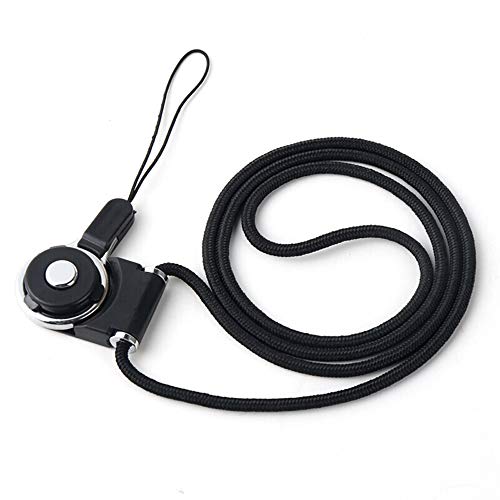 Detachable Long Cell Phone Neck Lanyard, Braided Neck Nylon Strap for Mobile Phone/Bus Card/ID Card Badge/Camera/iPod/Mp3/PSP/USB Flash Drive-Black