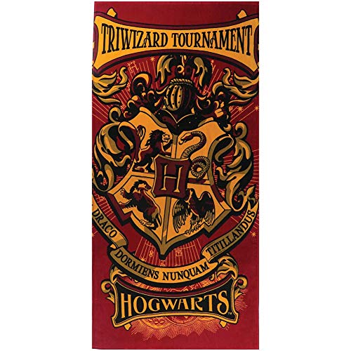 Monogram Harry Potter Hogwarts Crest Triwizard Tournament, 28x58 Beach Towel