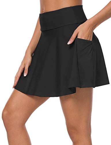 ChinFun Women's Swim Skirts Bikini Tankini Bottom Swimsuit Swimdress Skort Side Pocket with Built-in Briefs