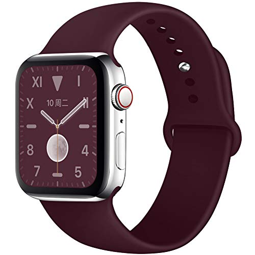 Book Cover EXCHAR Sport Band Compatible with Apple Watch Band 40mm 38mm, Soft Silicone Strap, Replacement Wristband for iWatch Band Series 4, Series 3, 2, 1, Durable Colorful Design for Women, Men-Dark Red M/L