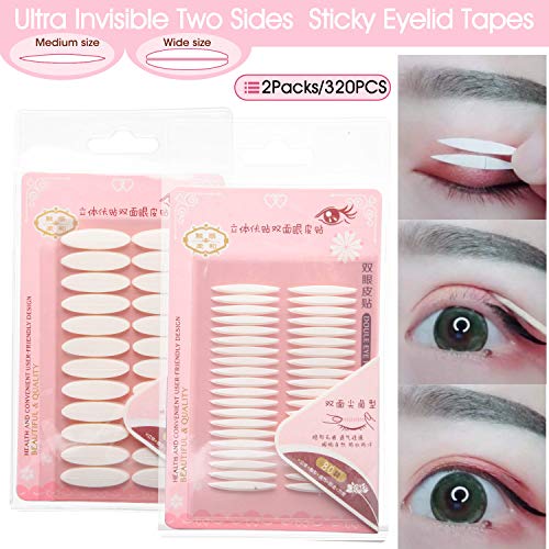 INS Hooded Droopy Eyelid Tapes Stickers, Natural Ultra Invisible Two-sided Sticky Double Eyelid Tapes, Medical-use Self-adhesive Fiber, Instant eye lift strips