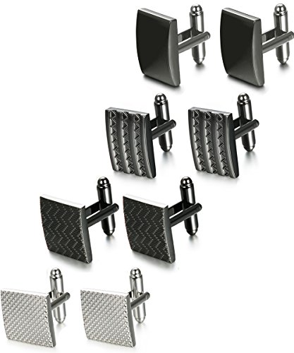 FIBO STEEL 4-8 Pairs Wedding Business Classic Cufflinks for Men Unique Cufflink Set Mens