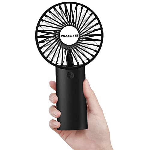 PRAVETTE Personal Fan, Portable Mini Handheld Fan with 4000mAH Rechargeable Batteries, 8-18 Hours Working Time, 3 Speed Adjustable Settings for Office Home Outdoor and Travel (Black)